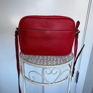 J. Crew Red Pebbled Leather Crossbody Camera Bag